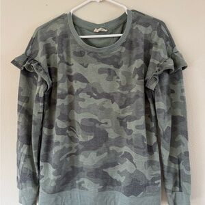 Jane and Delancey Green Camouflage Top